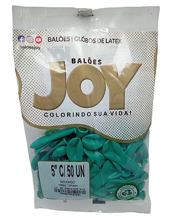 Balão Liso JOY c/ 50 unid. - Verde Tiffany - 5