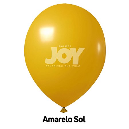 Balão Liso JOY c/ 12 unid. - Amarelo Sol - 16