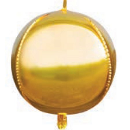 Balão Metalizado Bola 22 polegadas 3D c/ 1 unid. - Dourado