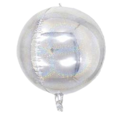 Balão Metalizado Bola 24 polegadas 4D Holografico c/ 1 unid. - Prata