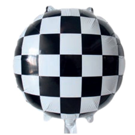 Balão Metalizado Redondo Quadriculado 17"  (43cm) c/ 1 unid. - Preto