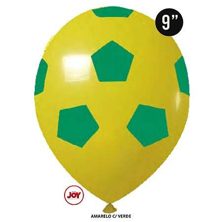 Balão Bola de Futebol JOY c/ 25 unid. - Amarelo e Verde - 9