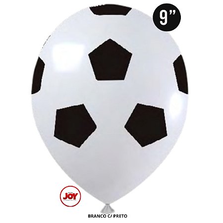 Balão Bola Futebol JOY c/ 25 unid. - Branco e Preto