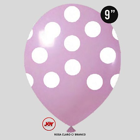 Balão Bolinha JOY c/ 25 unid. - Rosa Claro e Branco - 9