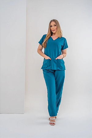 Scrub / Pijama Hospitalar Básico Azul Petróleo