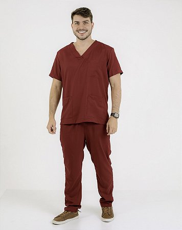 Scrub / Pijama Hospitalar Básico Masculino Vinho