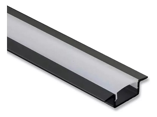 Perfil embutir, 2m, preto