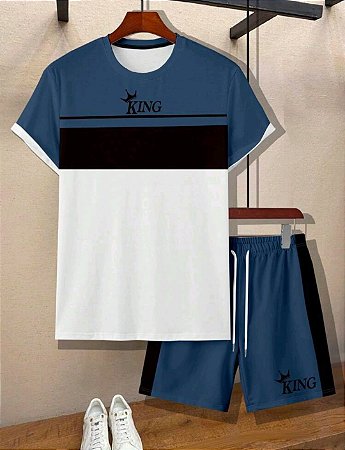 Manfinity Homme Homens Carta Gráfica Bloco De Cores Camiseta & Cintura Com Cordão Shorts