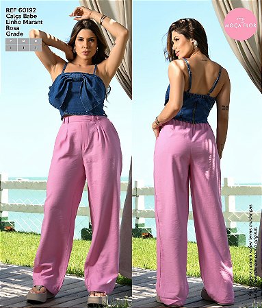 Calça Babe Linho Marant Rosa