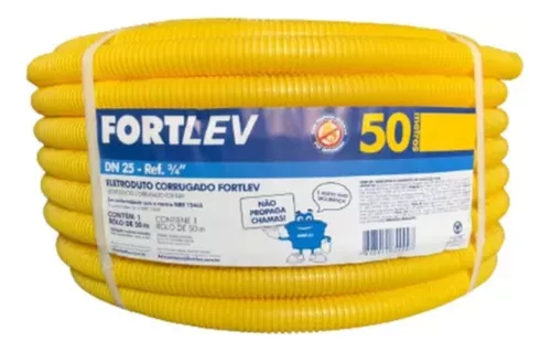 MANGUEIRA CORRUGADA 25MMX50M AMARELA FORTLEV