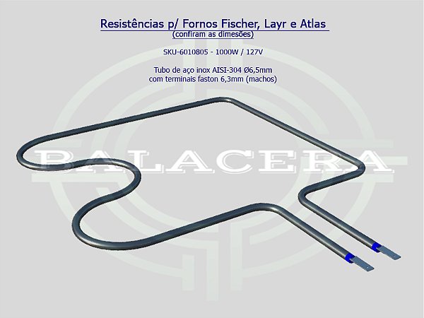 Resistências p/ Fornos Revolution ATLAS, FISCHER e LAYR  - 1000W