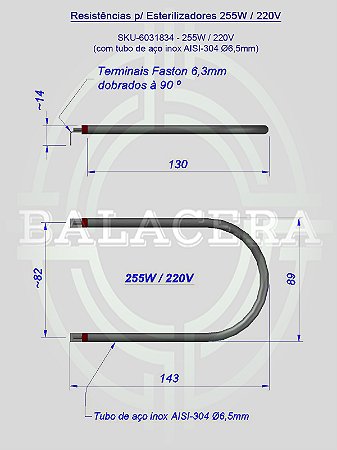Resistência para Esterilizadores 255W / 220V