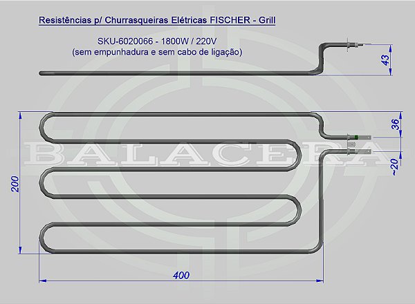 Resistências p/ Churrasqueiras Elétricas FISCHER - Grill -1800W