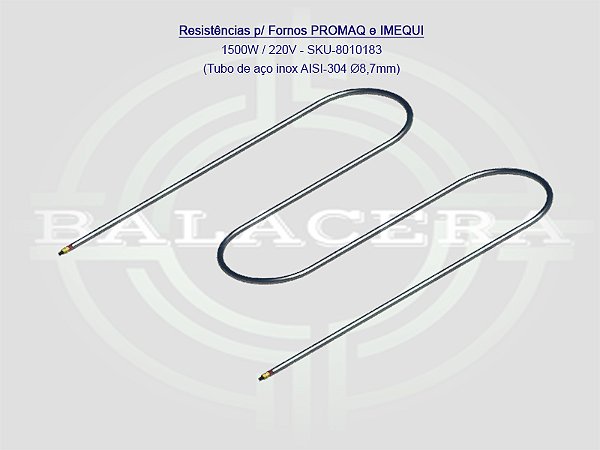 Resistências p/ Fornos PROMAQ e IMEQUI 1500W / 220V - SKU-8010183