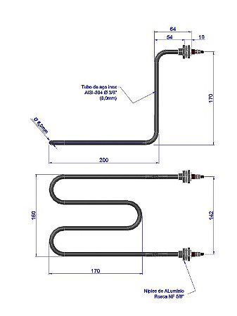Resistência p/ Fritadeira - CAD 170 x 150mm - 3000W / 220V