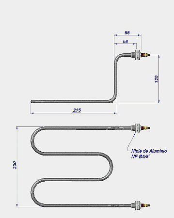 Resistência p/ Fritadeira CAD 120mm x 200 - 3000W / 220V