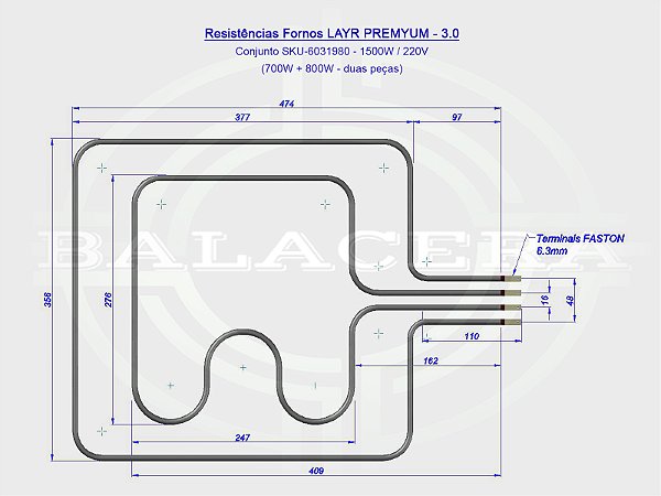Resistências Fornos Layr Premyum - 3.0 - 1500W / 220V