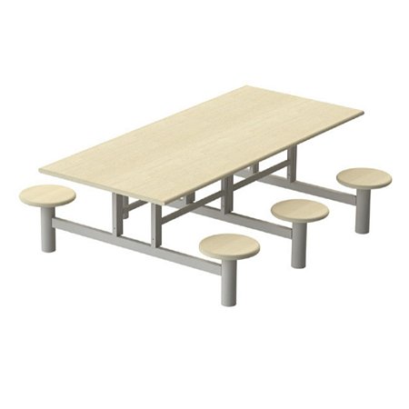 Mesa Para Refeitório 6 Lugares Com Banco Acoplado 180X080 18MM Carvalho prata