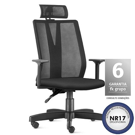 Cadeira Presidente Com Apoio De Cabeça Milano Preta