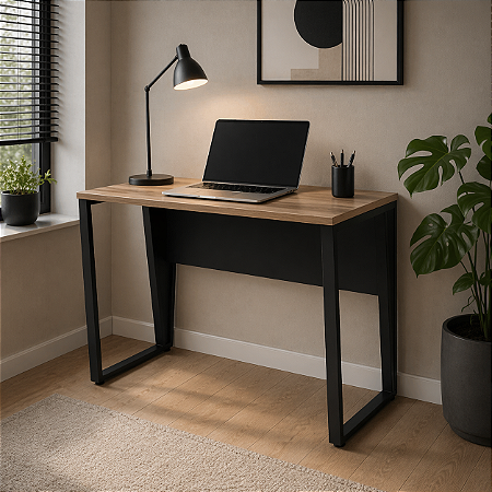 Mesa de Escritório 150x60 Reta Industrial Compacta Tampo de 30mm