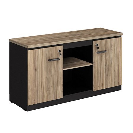 Armário Credenza Escritório com 2 Portas e Nicho 135cm