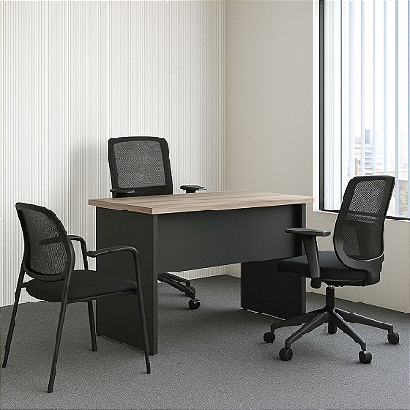 Mesa de Escritório 90x60 Compacta Industrial com Tampo de 30mm