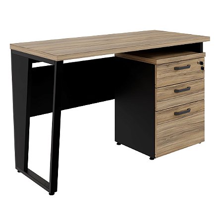 Mesa de Escritório 120cm Industrial com 3 Gavetas Dinâmica