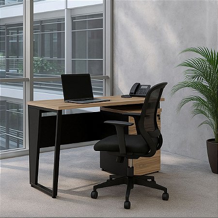 Mesa de Escritório 120cm Industrial com 3 Gavetas Dinâmica