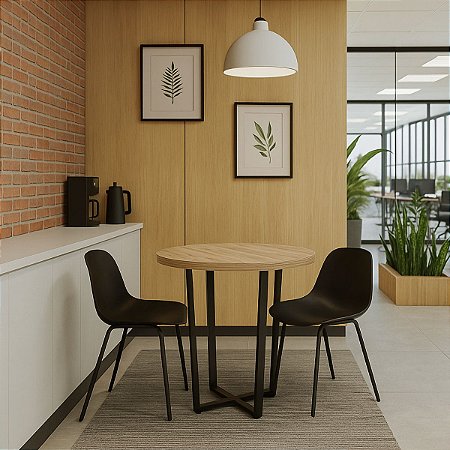 Mesa de Reunião Redonda 110cm Industrial para Escritório Compacta