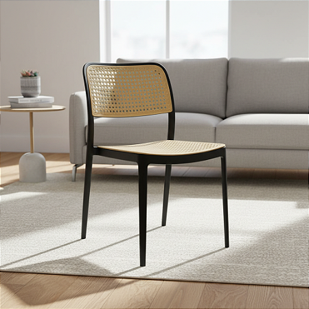 CADEIRA LONDRINA PRETO+RATTAN