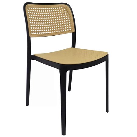 CADEIRA LONDRINA PRETO+RATTAN