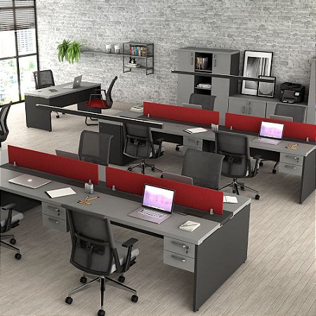 Estação de trabalho 30mm Cinza/Preto/Vermelho Yaris