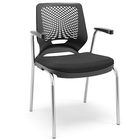 Cadeira Fixa Base Cromada 4 Pés Trento