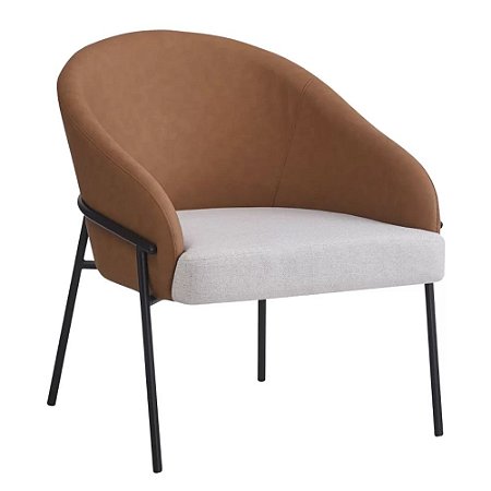 POLTRONA VIDEIRA BASE PRETO CARAMELO (PU) E NUDE