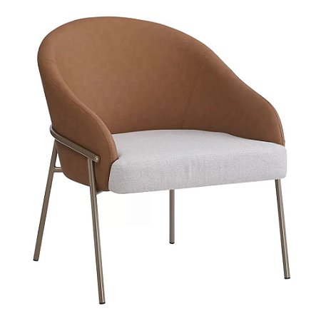 POLTRONA VIDEIRA BASE CHAMPAGNE CARAMELO (PU) E NUDE