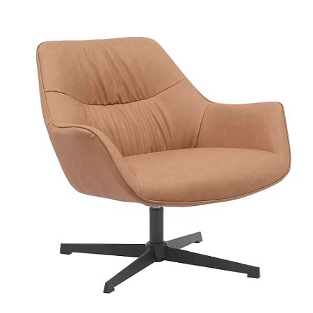 POLTRONA ARAPONGAS BASE GIR. REVEST. PU CARAMELO
