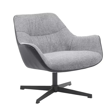 POLTRONA ARAPONGAS BASE GIR. REVEST. PU PRETO, TECIDO CINZA