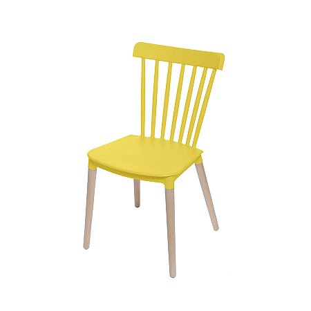 Cadeira Moderna Polipropileno com Base de Madeira