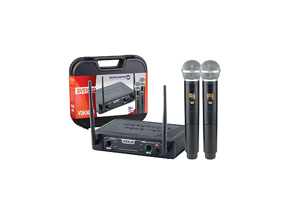 Microfone Duplo Sem Fio UHF Vokal DVS100DM