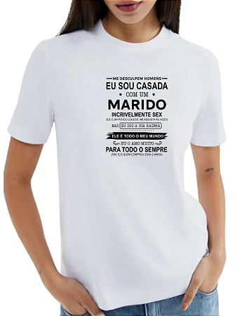 T-SHIRT FEMININO CLASSIC - GOLA C - SOU CASADA - 100% POLIESTER