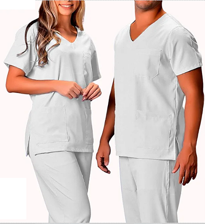 KIT CONJUNTO PIJAMA SCRUB + TOUCA UNISSEX EM OXFORD