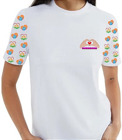 CAMISETA FEMININA - CORAÇÃOZINHO CUIDADORA - 100% POLIESTER