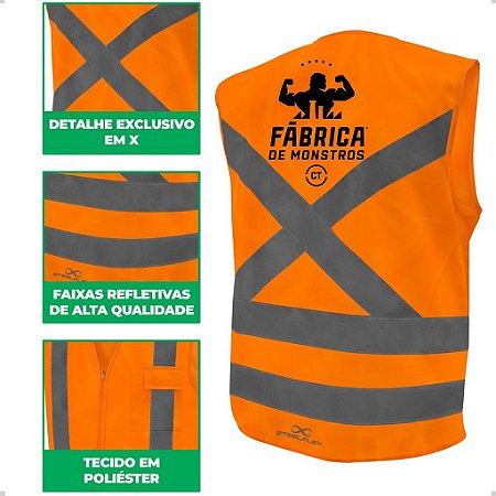 Colete Refletivo Laranja Fábrica de Monstros.