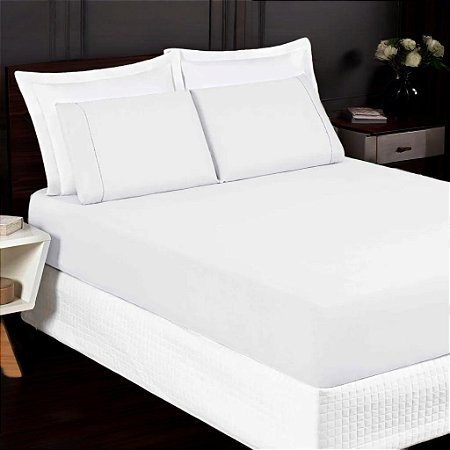 Jogo de Lençol King 03 peças liso Branco