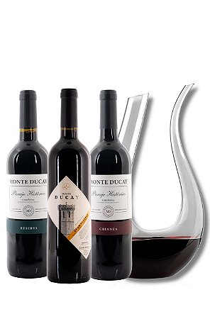 Kit 3 Vinhos Tintos Monte Ducay - Crianza+Reserva+Gran Reserva+Decanter