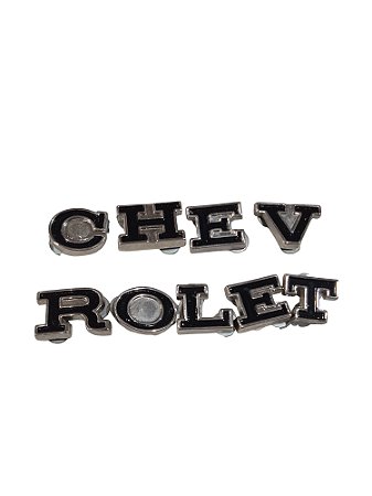 Emblema Letras Chevrolet Bigode Opala Comodoro 75 até 79 Preto Novo de Época