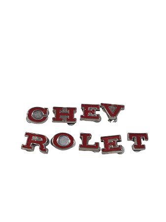 Emblema Letras Chevrolet Bigode Opala Comodoro 75 até 79 Vermelha Novo de Época