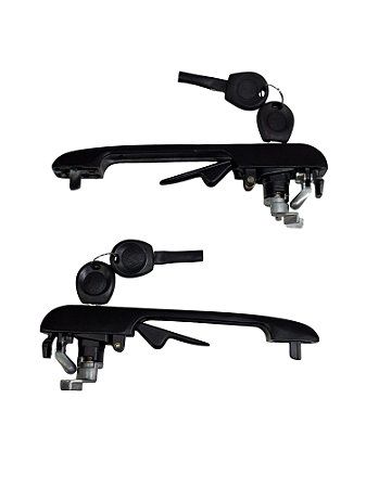 Par Maçaneta externa com friso Porta dianteira Esquerdo e Direito Friso Inox com chave VW Quantum 90 à 98 Santana 90/98