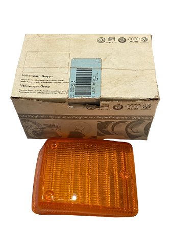 Lente Pisca Seta Dianteiro Lado Direito do VW Kombi de 1975 a 2000 Original VW 2119531625 Possui a Logo VW e Arteb Nela