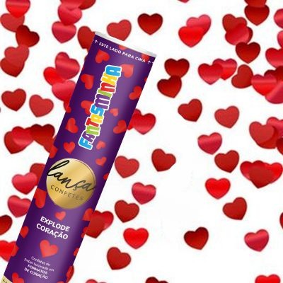 LANÇA CONFETE LAMINADO CORAÇÃO VERMELHO 30cm